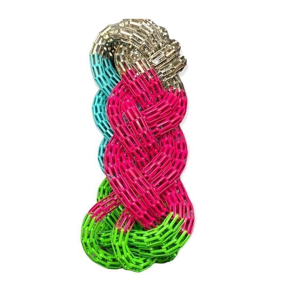 Two black iridescent magnetic stretch bracelets one braided mesh bangle - Picture 5 of 6